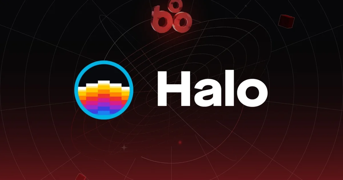 Đồ họa Halo trên nền quỹ đạo màu đỏ và đen