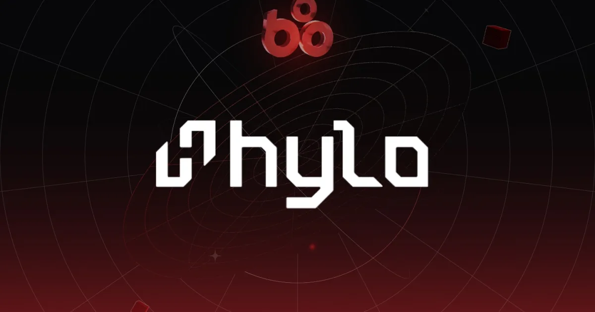 Đồ họa Hylo trên nền quỹ đạo màu đỏ và đen